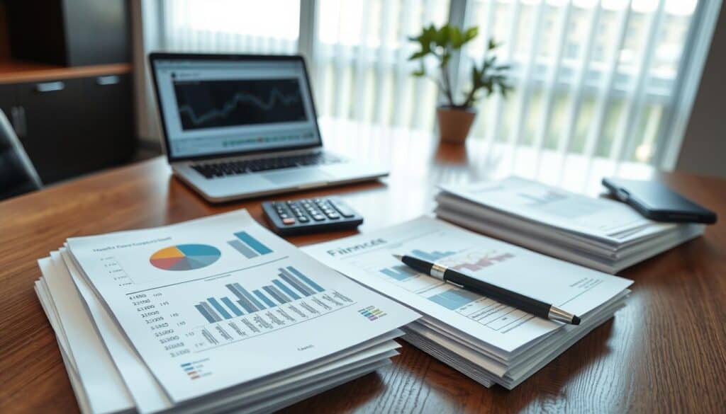 A professional office setting with a focus on the costs associated with verifying traffic accident compensation. In the foreground, a stack of neatly organized financial documents and reports, including pie charts and graphs illustrating expenses. A calculator and pen are positioned beside the documents. The middle ground features a polished wooden desk, with a laptop open displaying analytical software. In the background, a large window allows soft, natural light to illuminate the room, creating a calm and focused atmosphere. The overall mood is serious and professional, emphasizing the importance of thorough verification. Use a wide-angle shot to capture the entire scene with a clear focus on the details. No people should be present in the image. A professional office setting with a focus on the costs associated with verifying traffic accident compensation. In the foreground, a stack of neatly organized financial documents and reports, including pie charts and graphs illustrating expenses. A calculator and pen are positioned beside the documents. The middle ground features a polished wooden desk, with a laptop open displaying analytical software. In the background, a large window allows soft, natural light to illuminate the room, creating a calm and focused atmosphere. The overall mood is serious and professional, emphasizing the importance of thorough verification. Use a wide-angle shot to capture the entire scene with a clear focus on the details. No people should be present in the image.