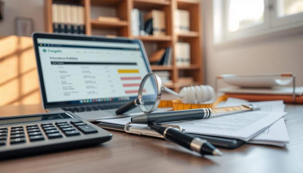 A detailed flat lay image of various tools used for insurance claim verification related to traffic accidents. In the foreground, display a professional calculator, a laptop showing a claims assessment software, and a pen resting on a clipboard with insurance documents. In the middle, include a magnifying glass and a tape measure, symbolizing careful examination and accuracy. The background features soft-focus office elements, such as a bookshelf with legal books and a window letting in natural light, creating a warm and professional atmosphere. The lighting should be bright and inviting, with a slight glare on the laptop screen to emphasize technology in use. Aim for a clean, organized, and corporate vibe that communicates reliability and professionalism. A detailed flat lay image of various tools used for insurance claim verification related to traffic accidents. In the foreground, display a professional calculator, a laptop showing a claims assessment software, and a pen resting on a clipboard with insurance documents. In the middle, include a magnifying glass and a tape measure, symbolizing careful examination and accuracy. The background features soft-focus office elements, such as a bookshelf with legal books and a window letting in natural light, creating a warm and professional atmosphere. The lighting should be bright and inviting, with a slight glare on the laptop screen to emphasize technology in use. Aim for a clean, organized, and corporate vibe that communicates reliability and professionalism.